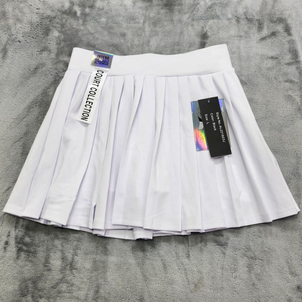 NEW Indero Skort Womens L White Court Collection Pickle Ball‎ Skirt Shorts Lined